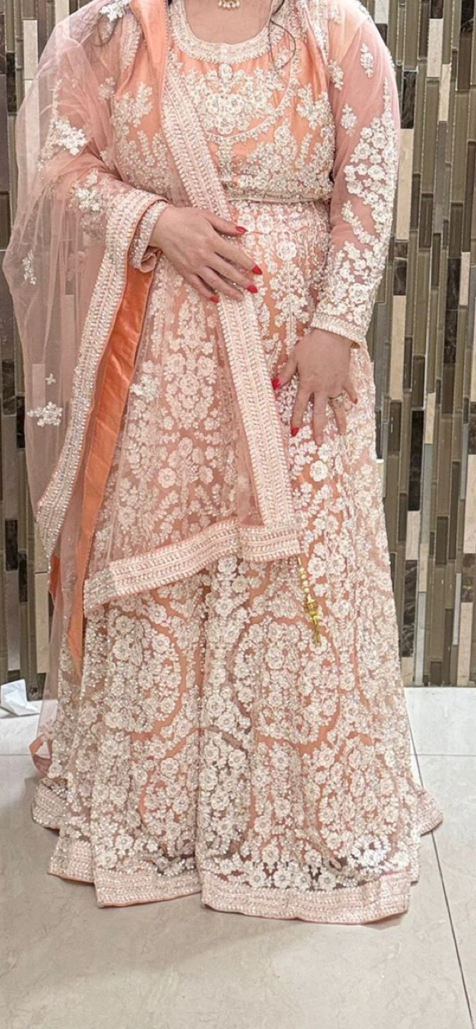 Peach Embroidered Anarkali Suit with Dupatta