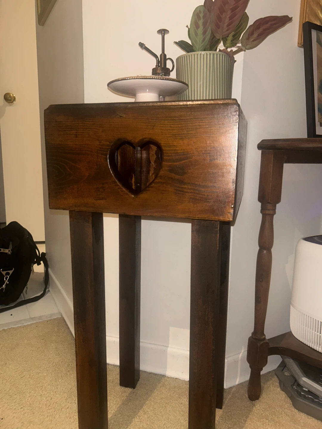 Handcrafted Wooden Table with Heart design - photo 2