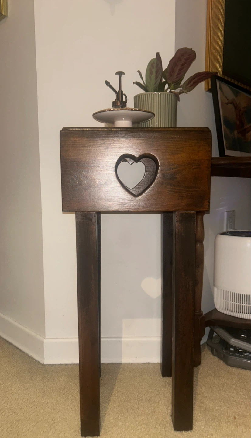 Handcrafted Wooden Table with Heart design