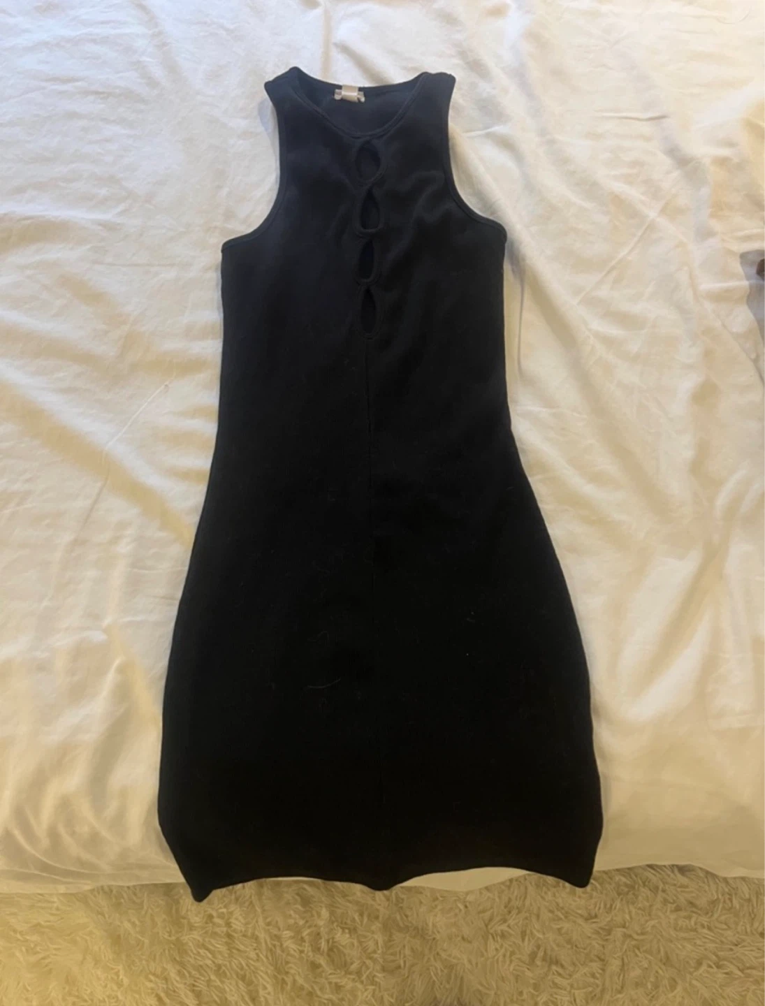Garage Black Cutout Ribbed Mini Dress