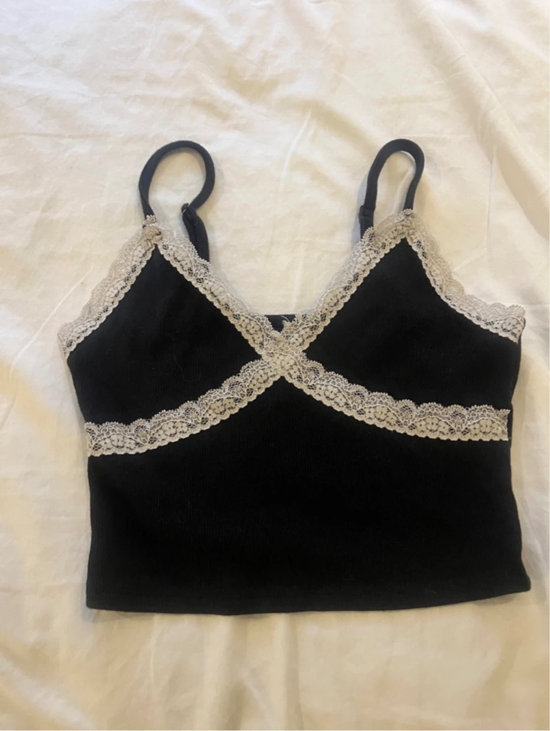 Black Lace Trim Cami Top