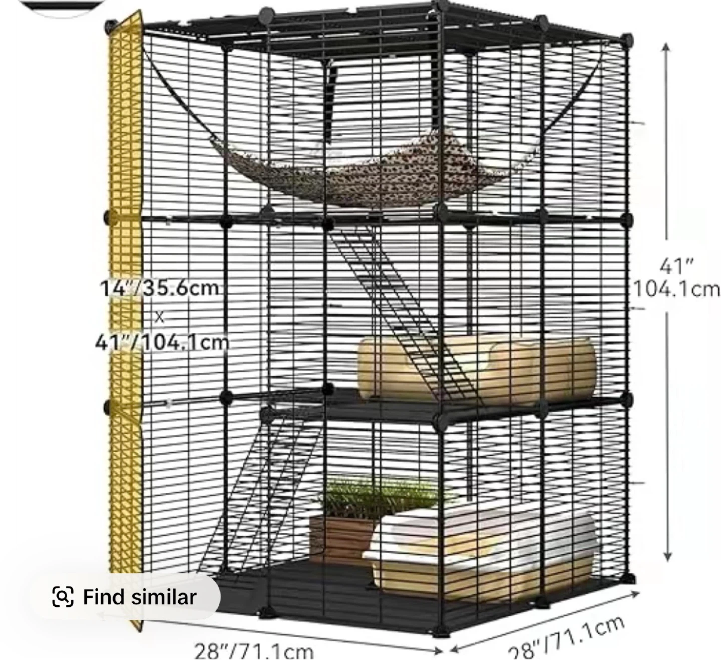 3-Tier Pet Cage with Hammock and Ladders