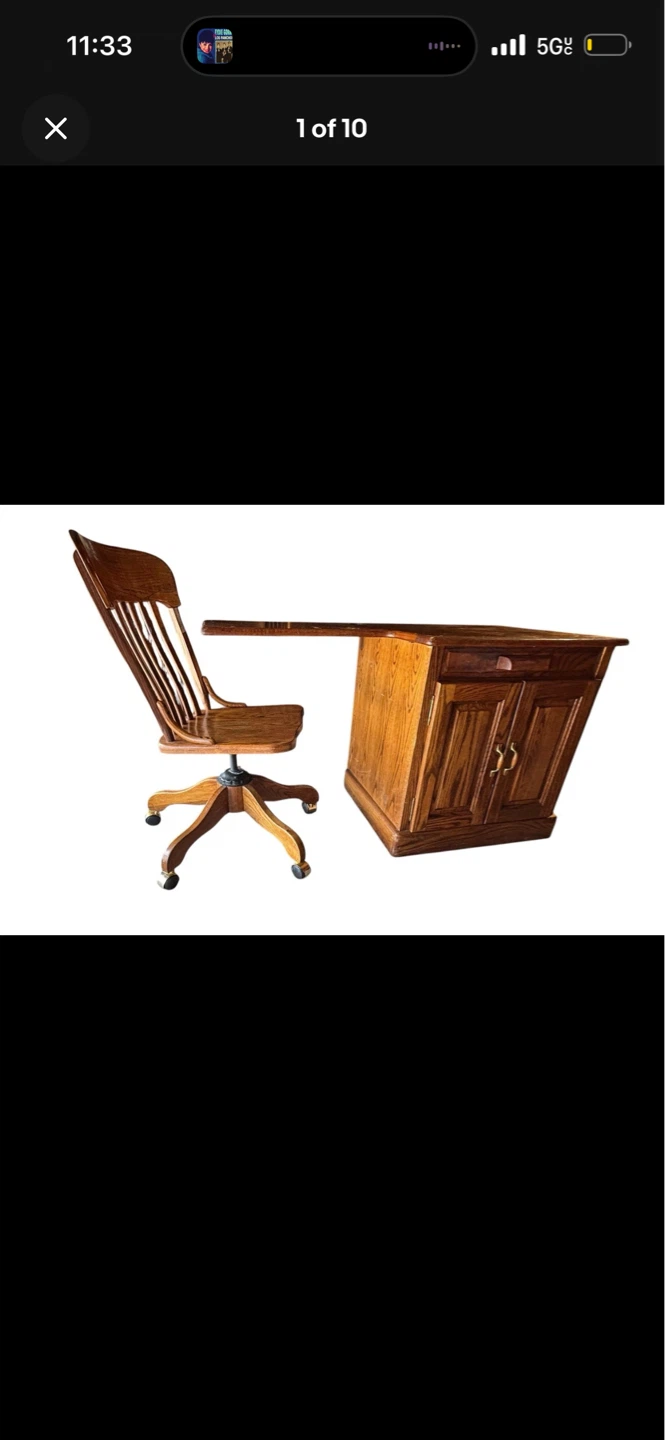 Solid Wood Executive Desk with Swivel Chair