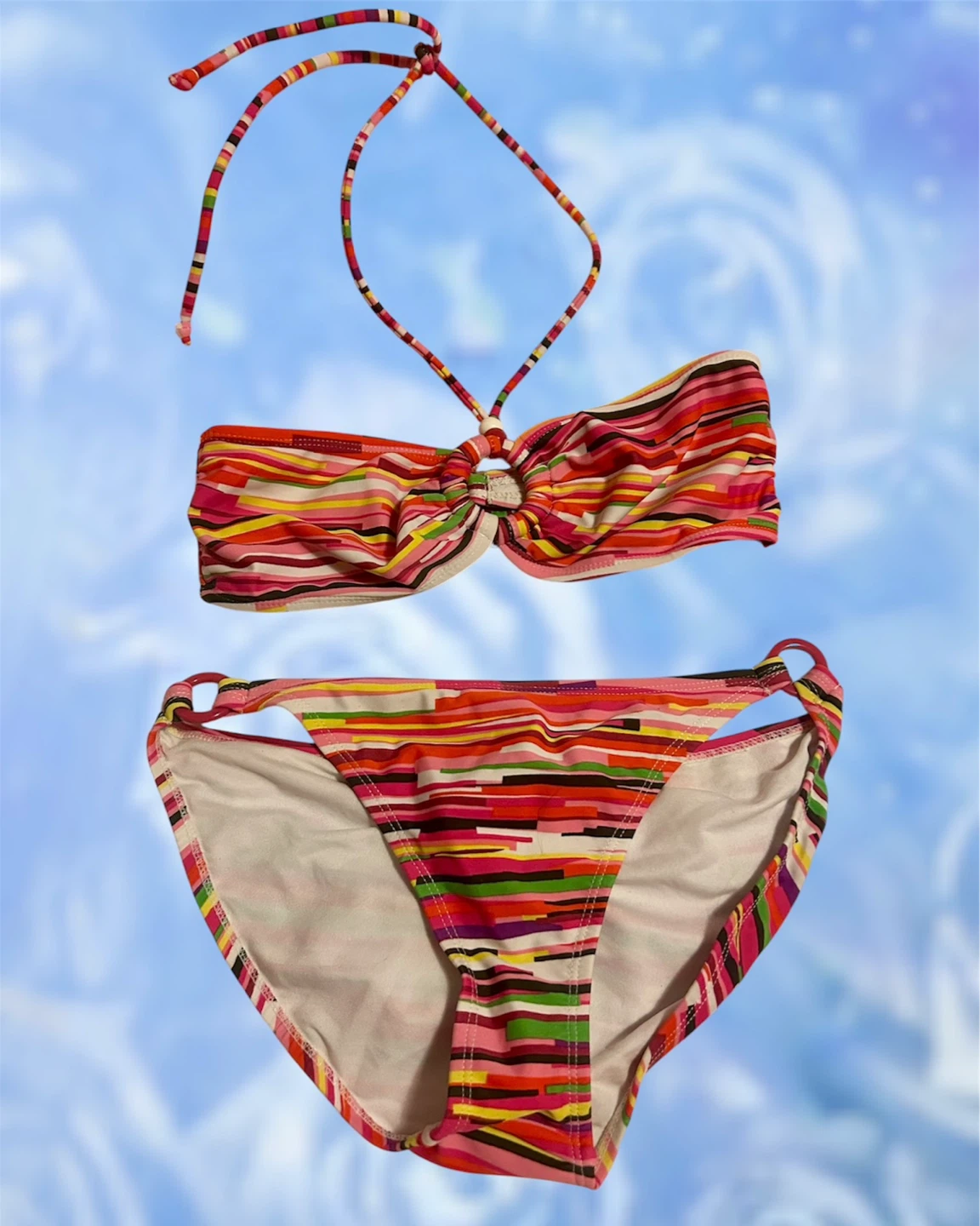 Red Multicolour Abstract Bikini Set - Size Medium