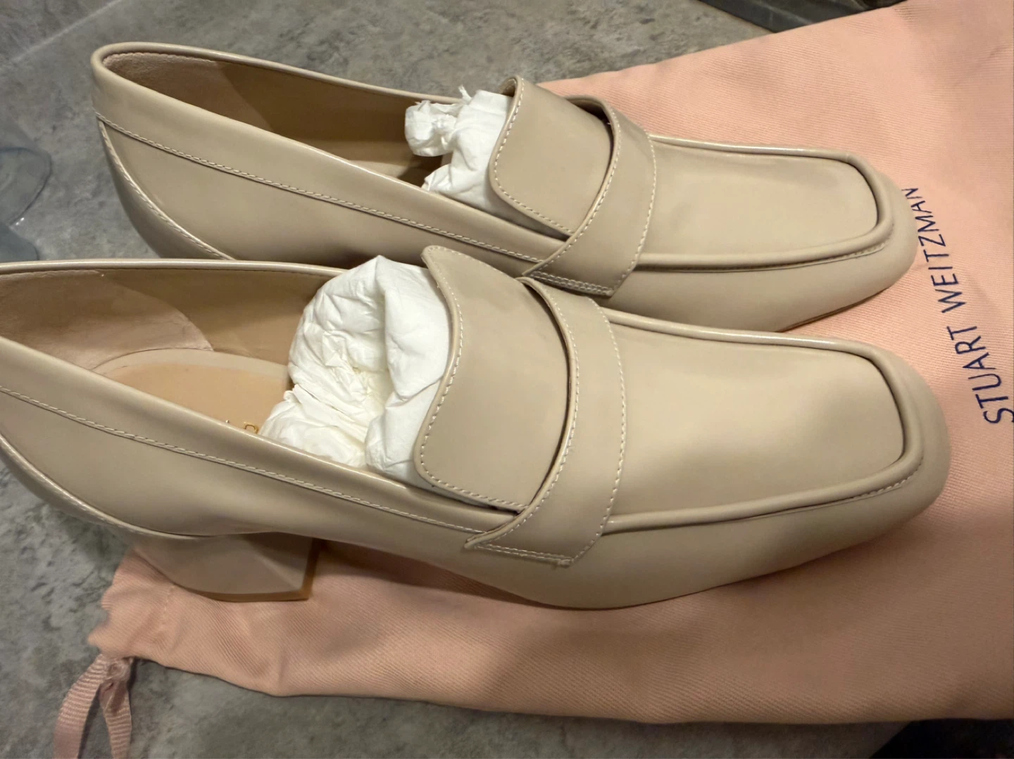 Stuart Weitzman Beige Leather Loafer Heels - photo 3