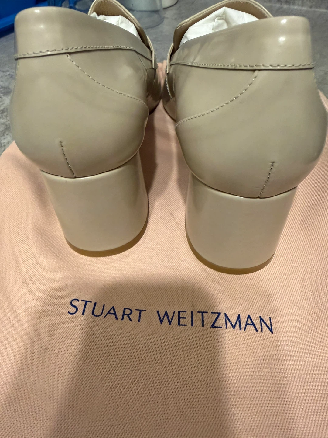 Stuart Weitzman Beige Leather Loafer Heels - photo 4