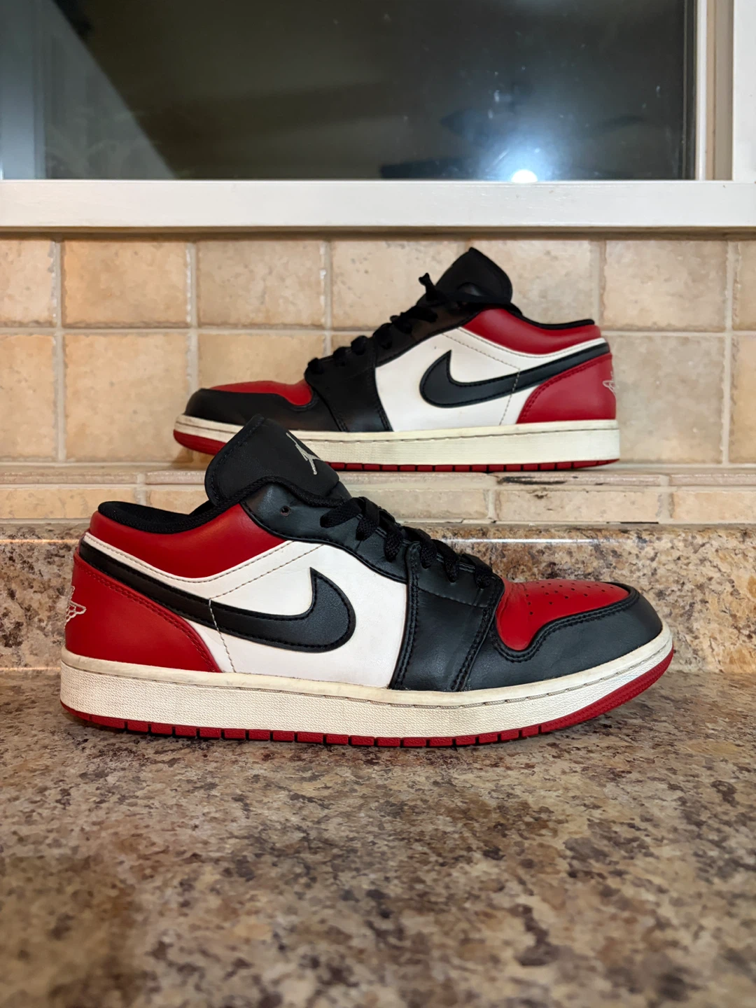 Air Jordan 1 Low Black Red White Sneakers