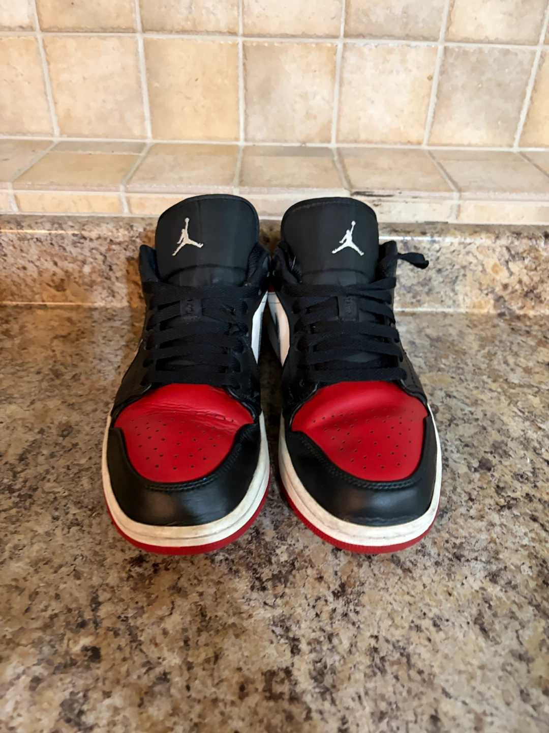 Air Jordan 1 Low Black Red White Sneakers - photo 4