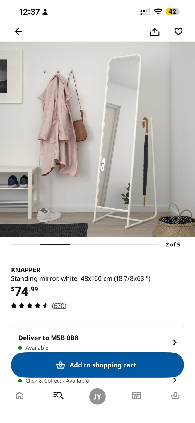 IKEA Standing Mirror White 48x160 cm - photo 3