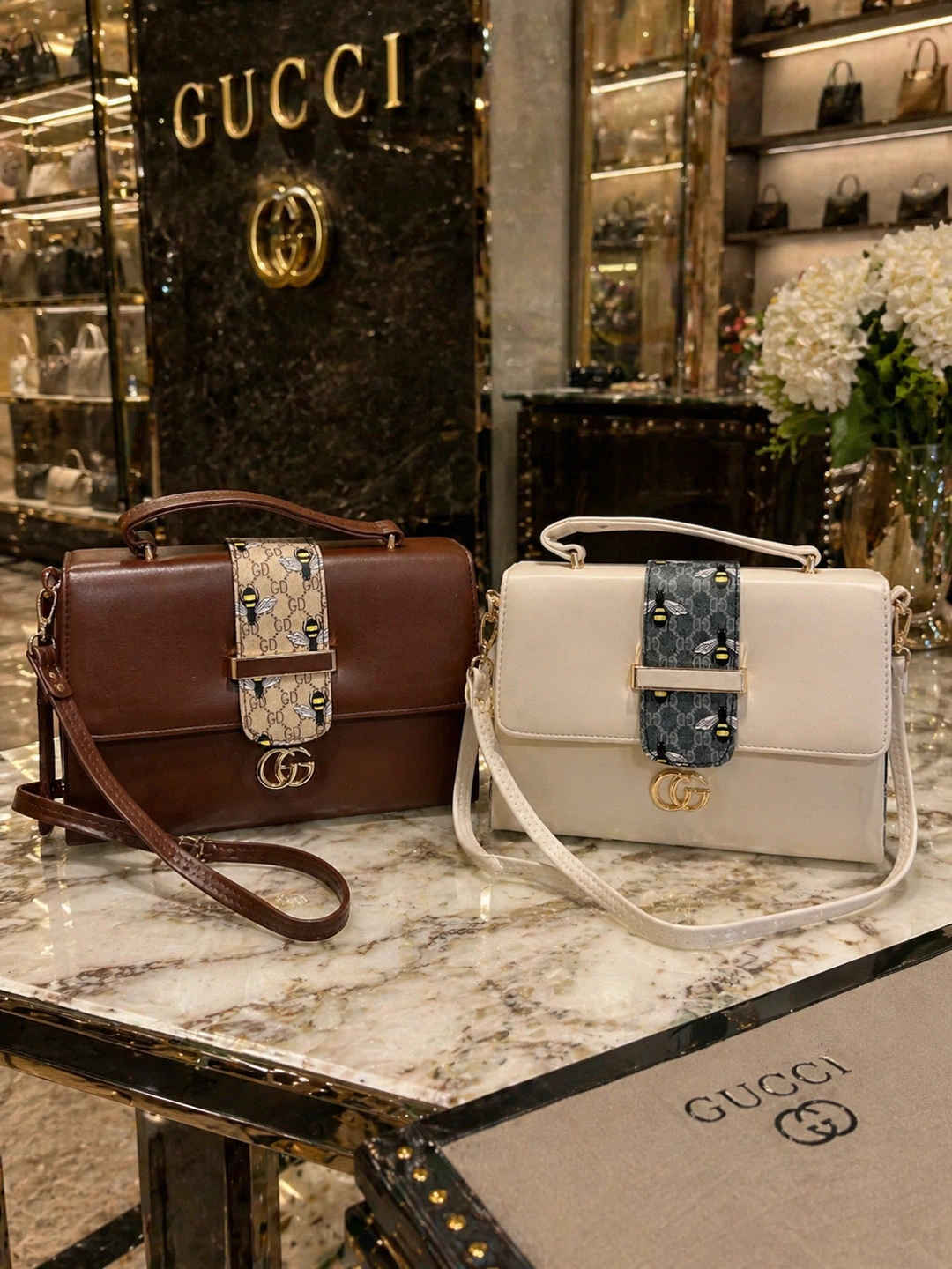 Gucci Bee Print Shoulder Bag