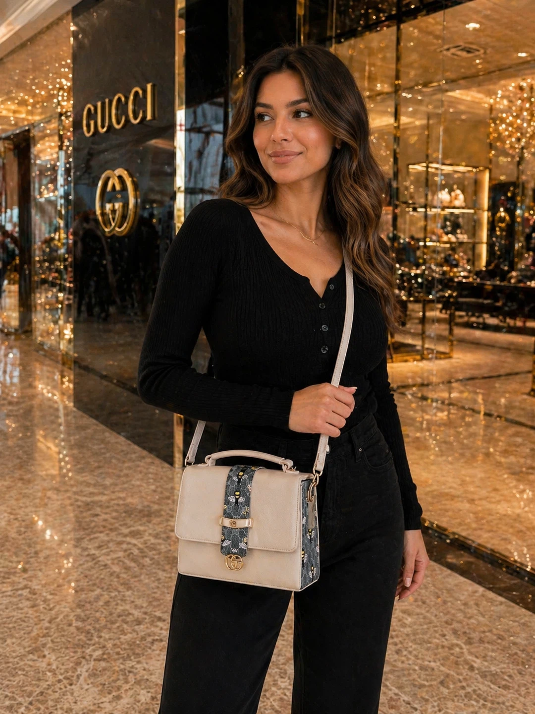 Gucci Bee Print Shoulder Bag - photo 2