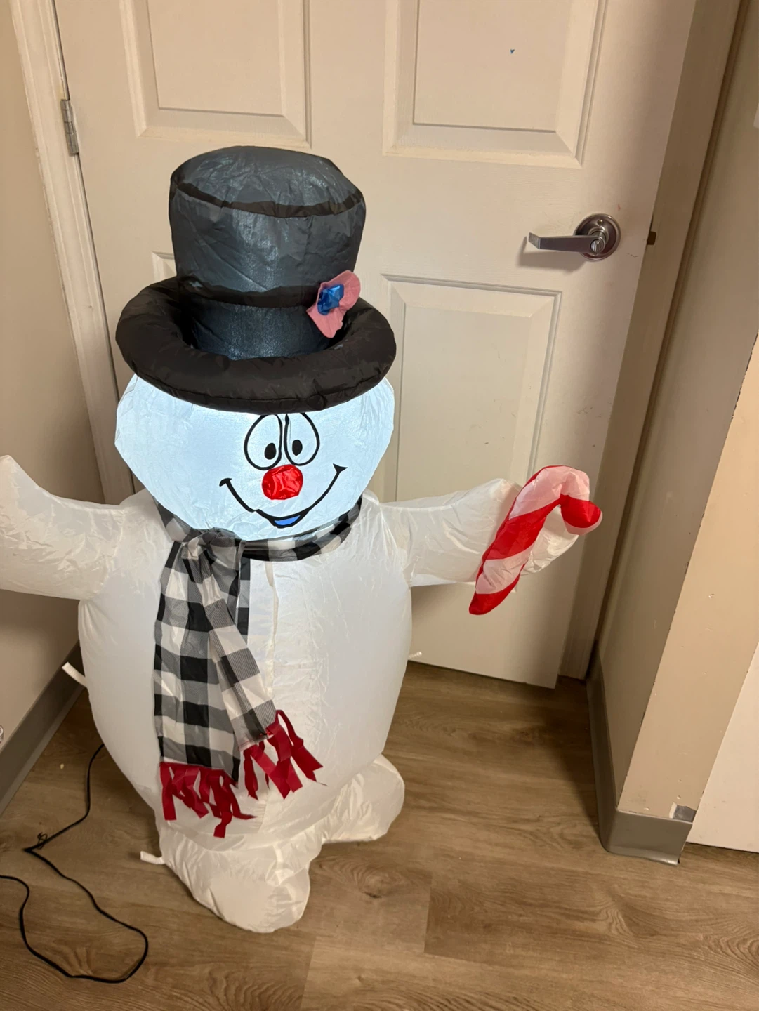 Inflatable Snowman with Candy Cane