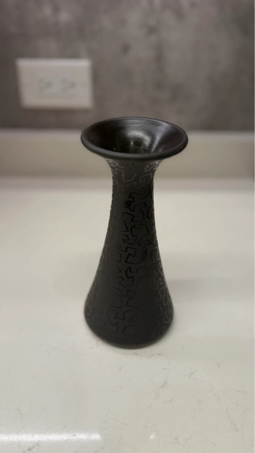 Vintage Hungarian Black Pottery Vase -Kovats Lajos 8.5”Hx3.5”W - photo 2