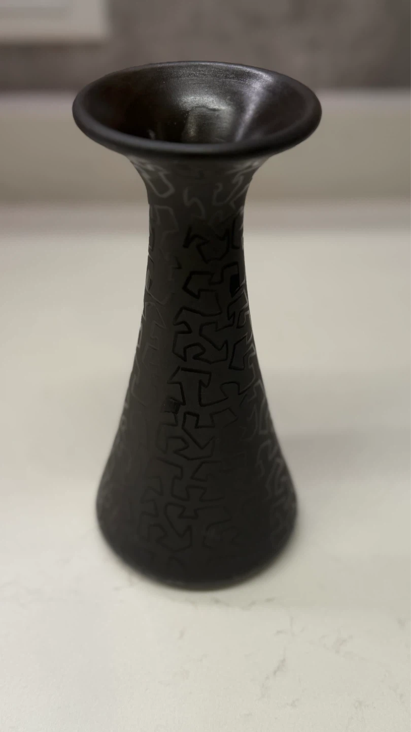 Vintage Hungarian Black Pottery Vase -Kovats Lajos 8.5”Hx3.5”W - photo 5