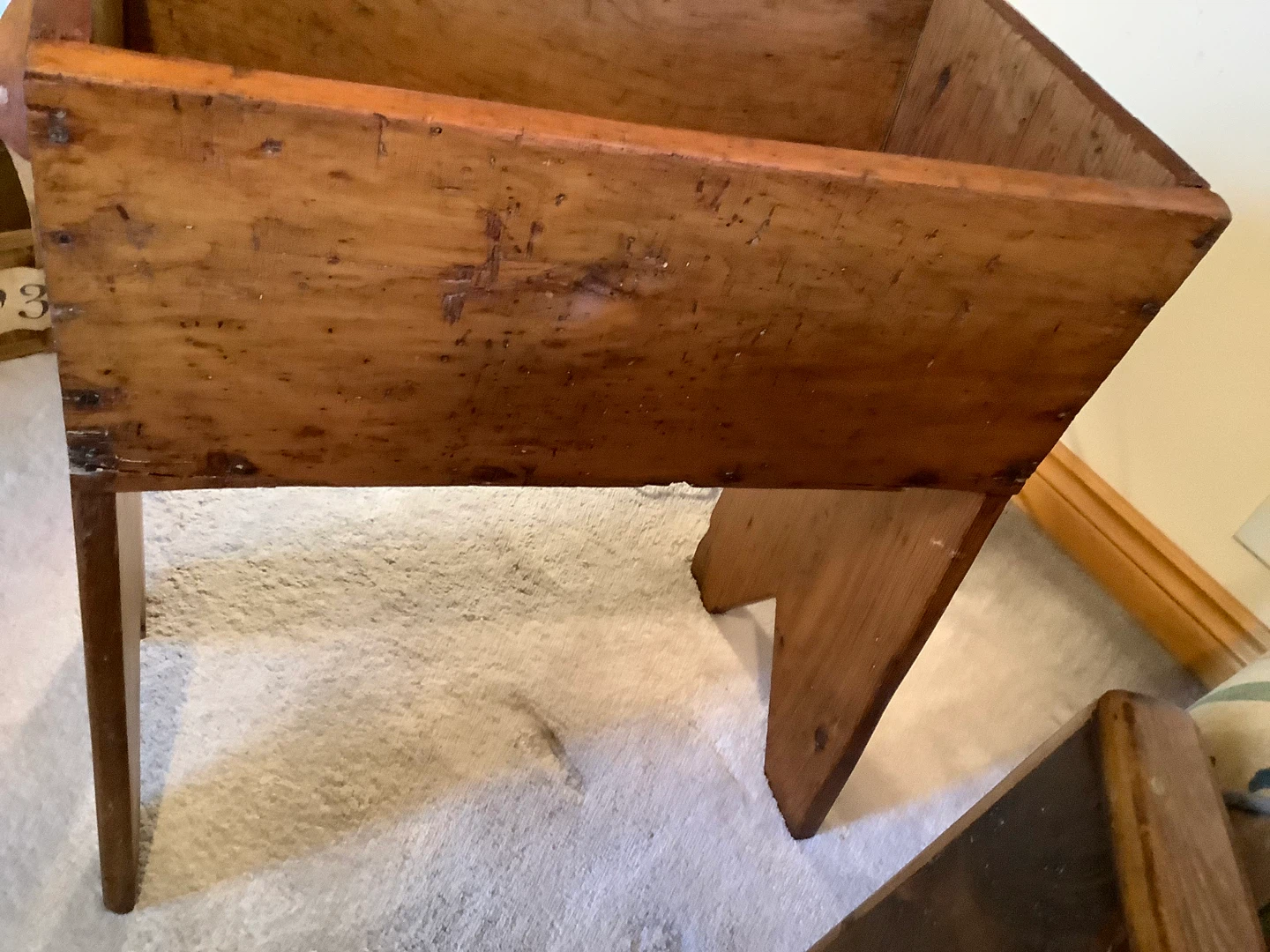 Antique Pine Wood Dough Box with Two Handles 🐞 - photo 5