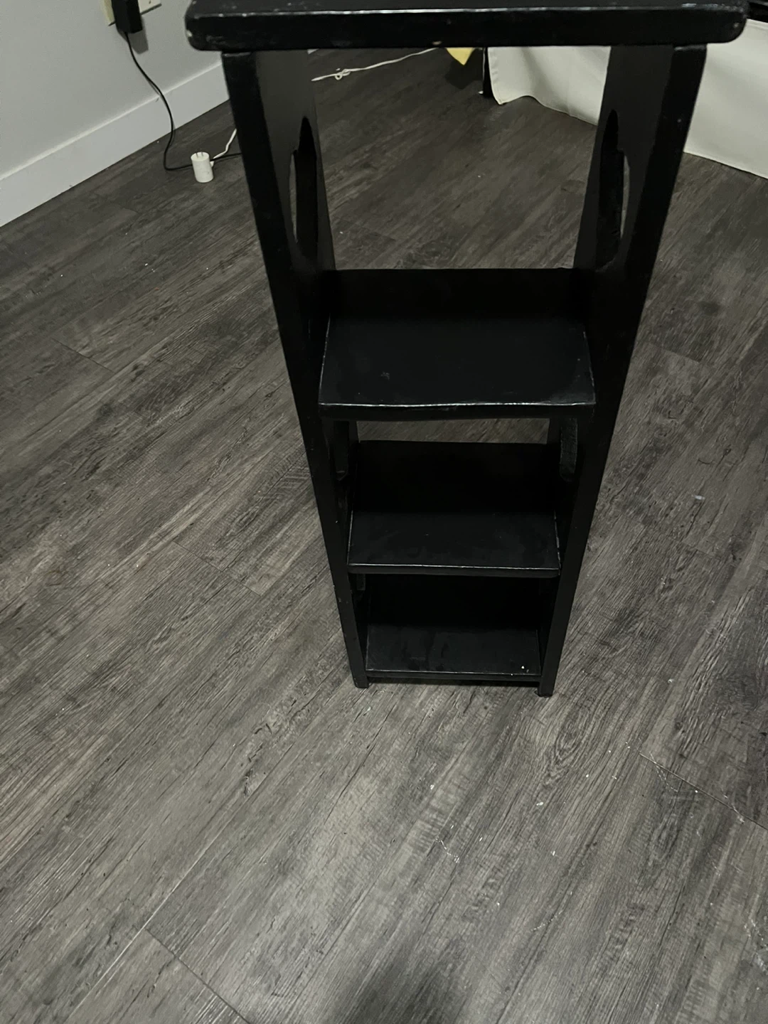 Black Wooden Shelf Unit with Heart Cutouts - photo 3