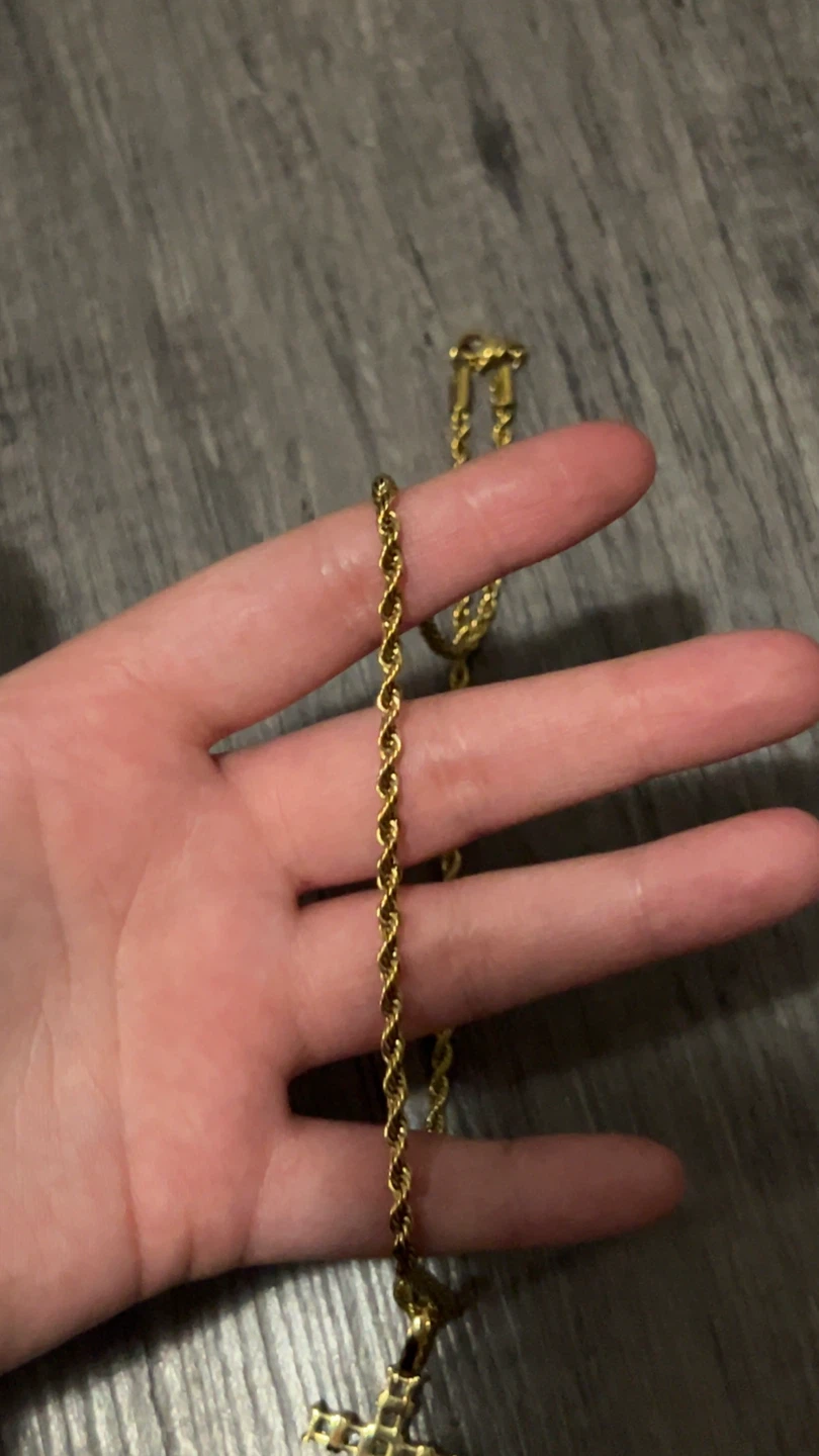 Gold Rope Chain Necklace with Cross Pendant - photo 3