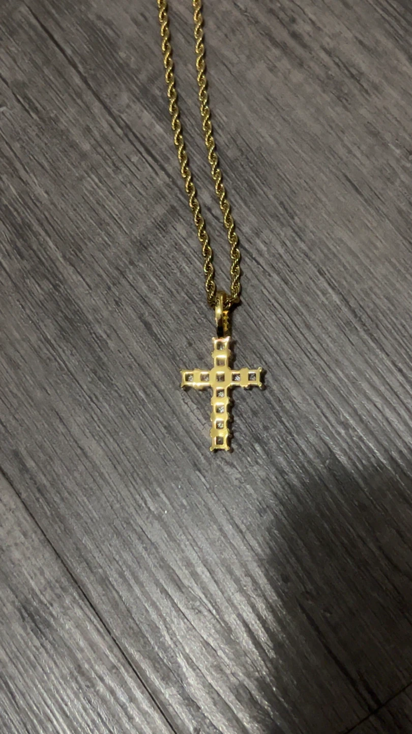 Gold Rope Chain Necklace with Cross Pendant - photo 2