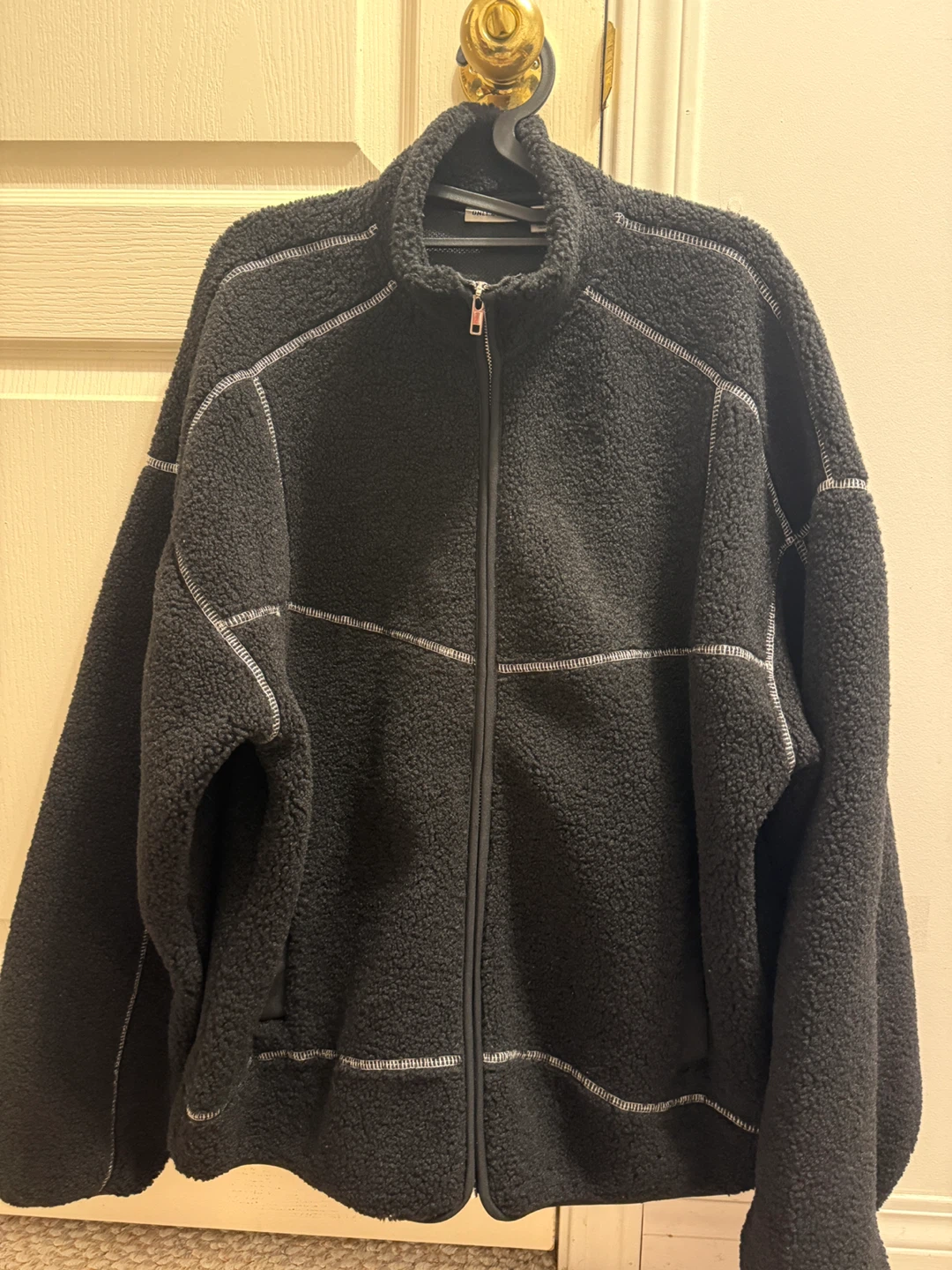 Black Sherpa Zip-Up Jacket