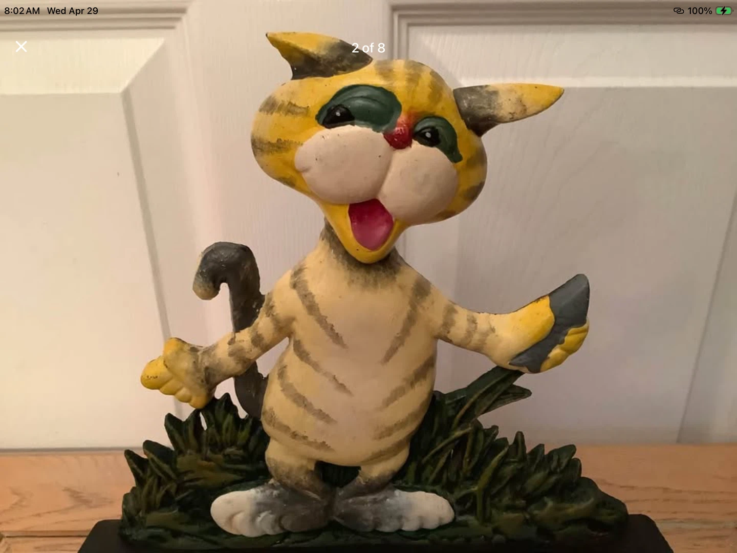 Vtg Cast Iron Raised Cat Food/Water Stand 🐞 - photo 3