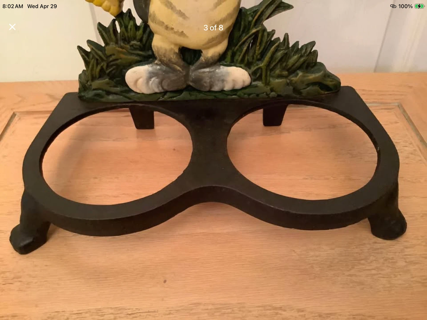Vtg Cast Iron Raised Cat Food/Water Stand 🐞 - photo 2