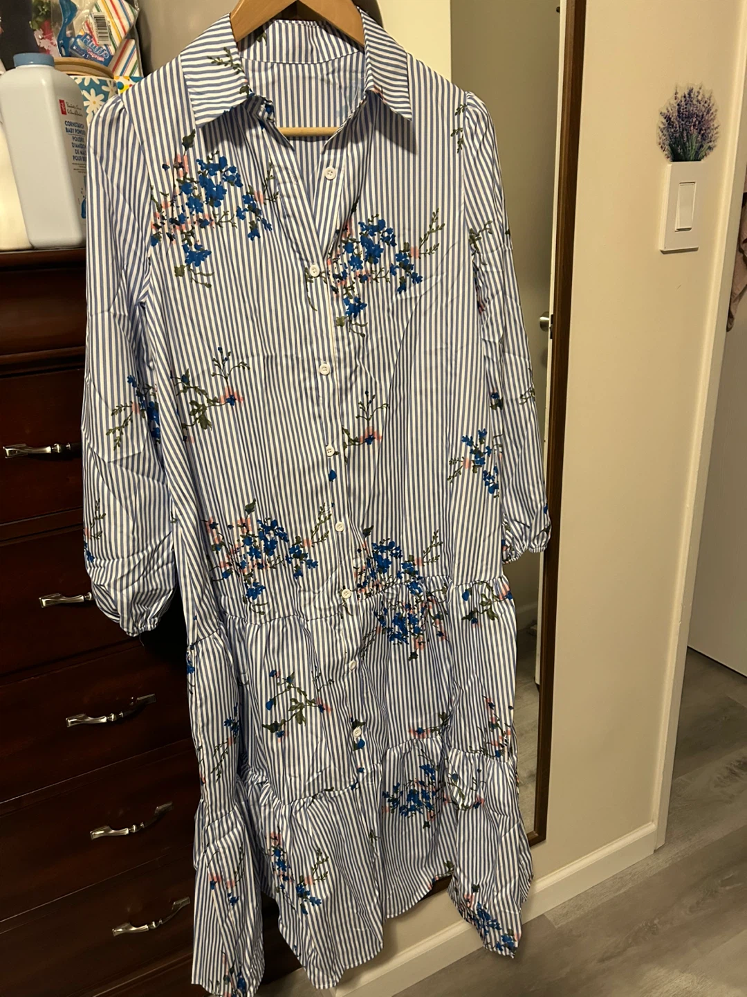 Striped Floral Midi Dress