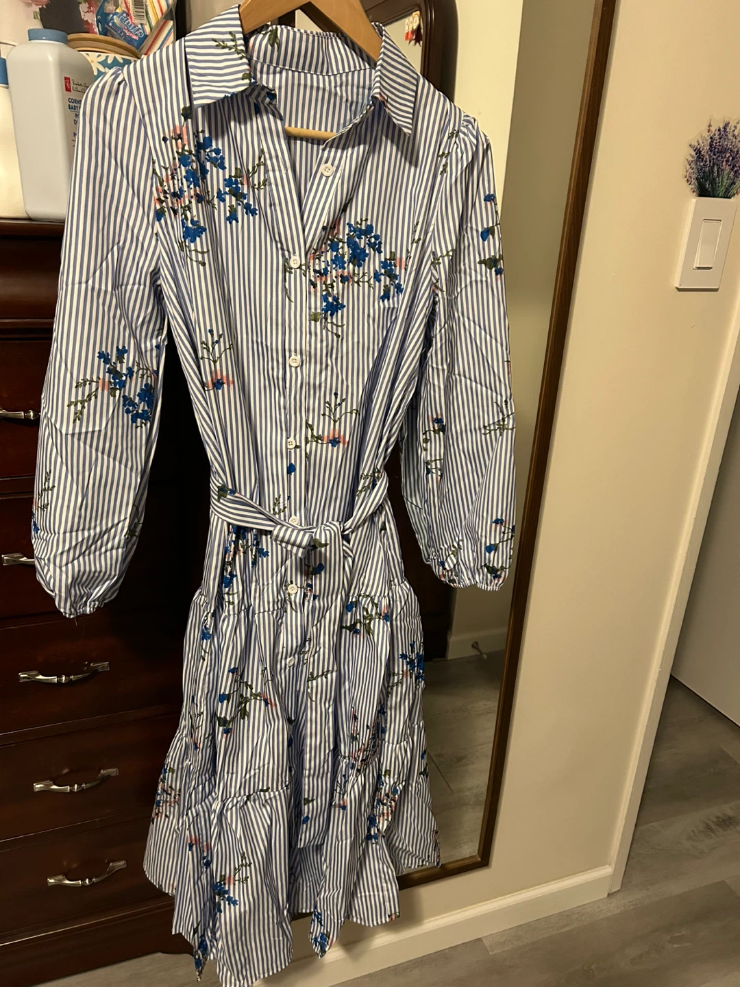 Striped Floral Midi Dress - photo 2