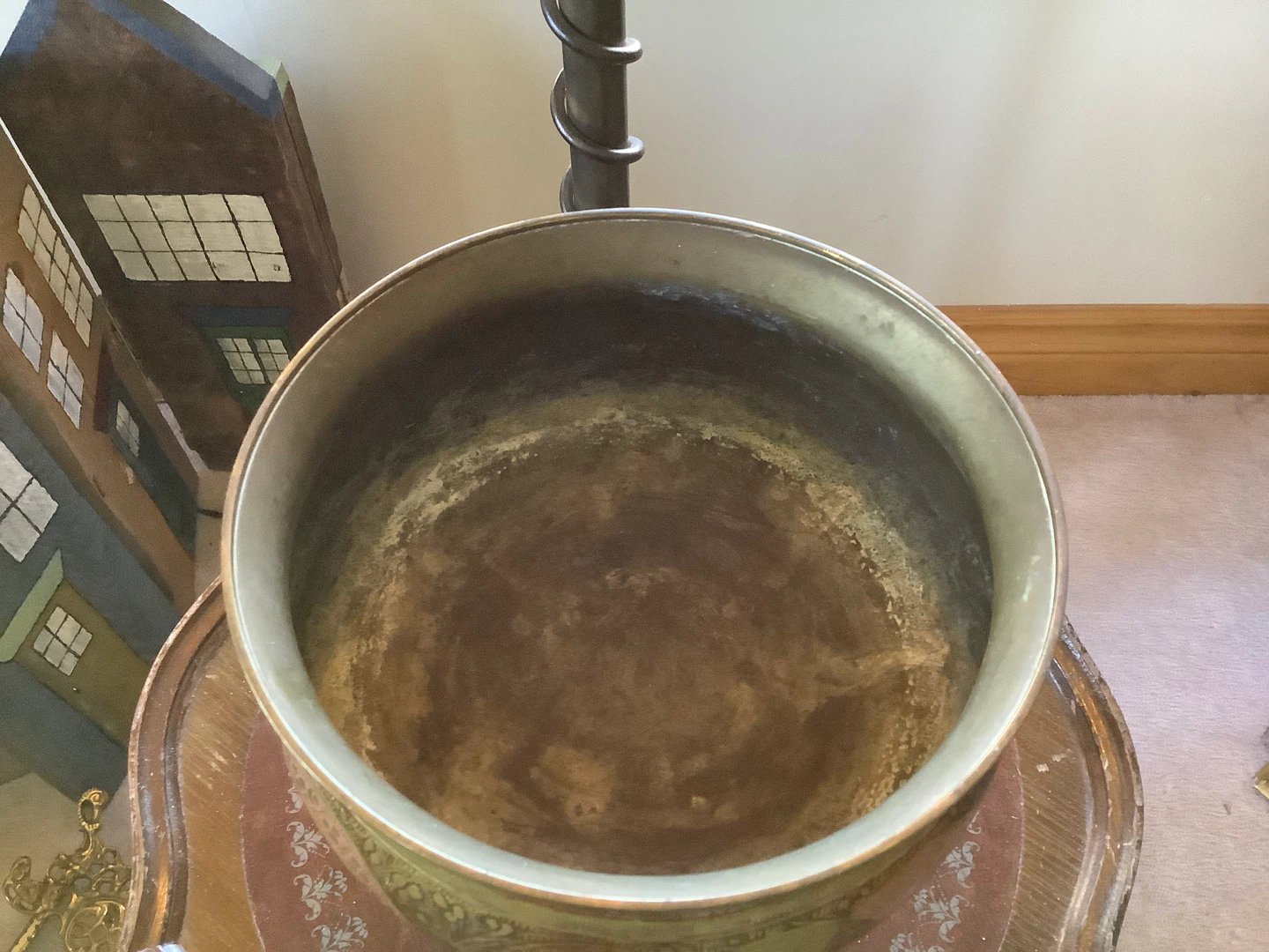 Vt Hd Engraved/Etched Brass Bowl/Jardiniere on a Pedestal Base 🐞 - photo 4