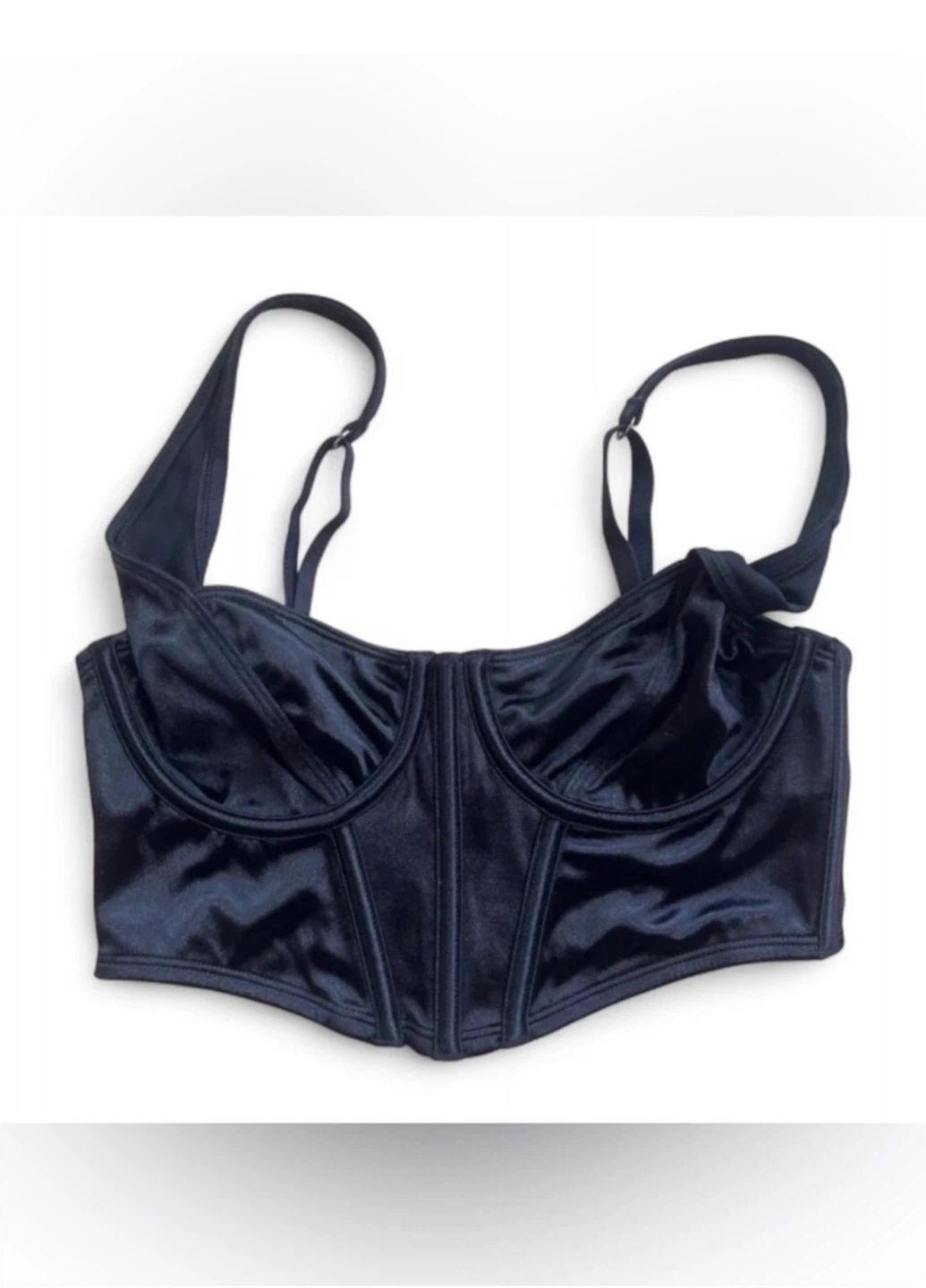 La SENZA Silky Satin Black Structured Bustier Top Size Medium - photo 2