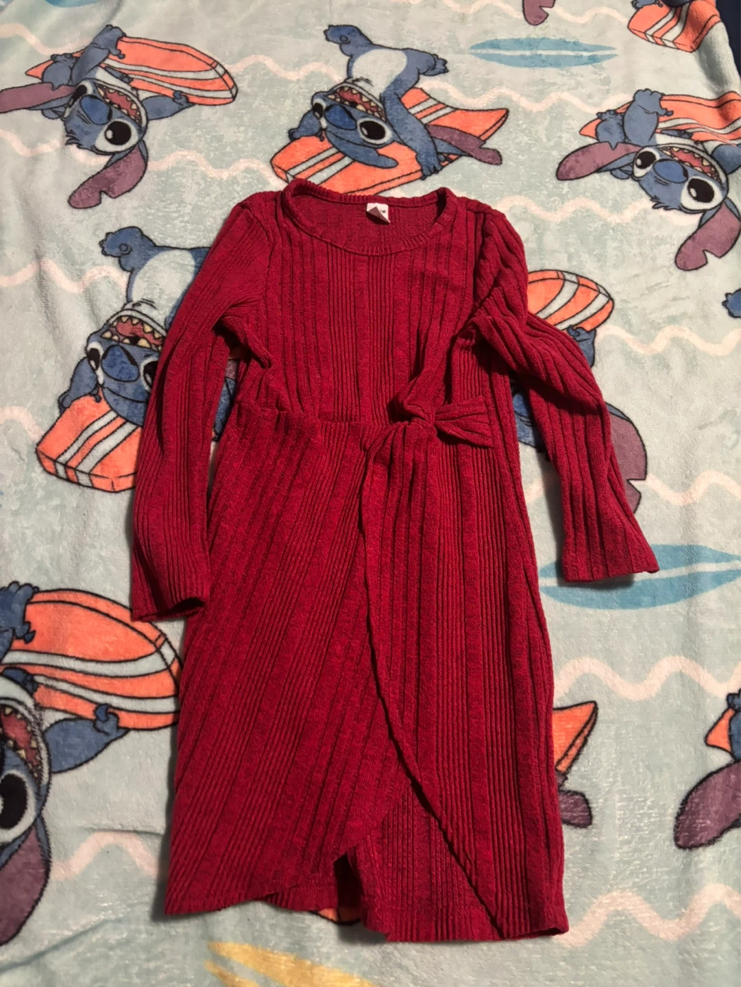 SHEIN Red Ribbed Knit Dress - Size 6Y