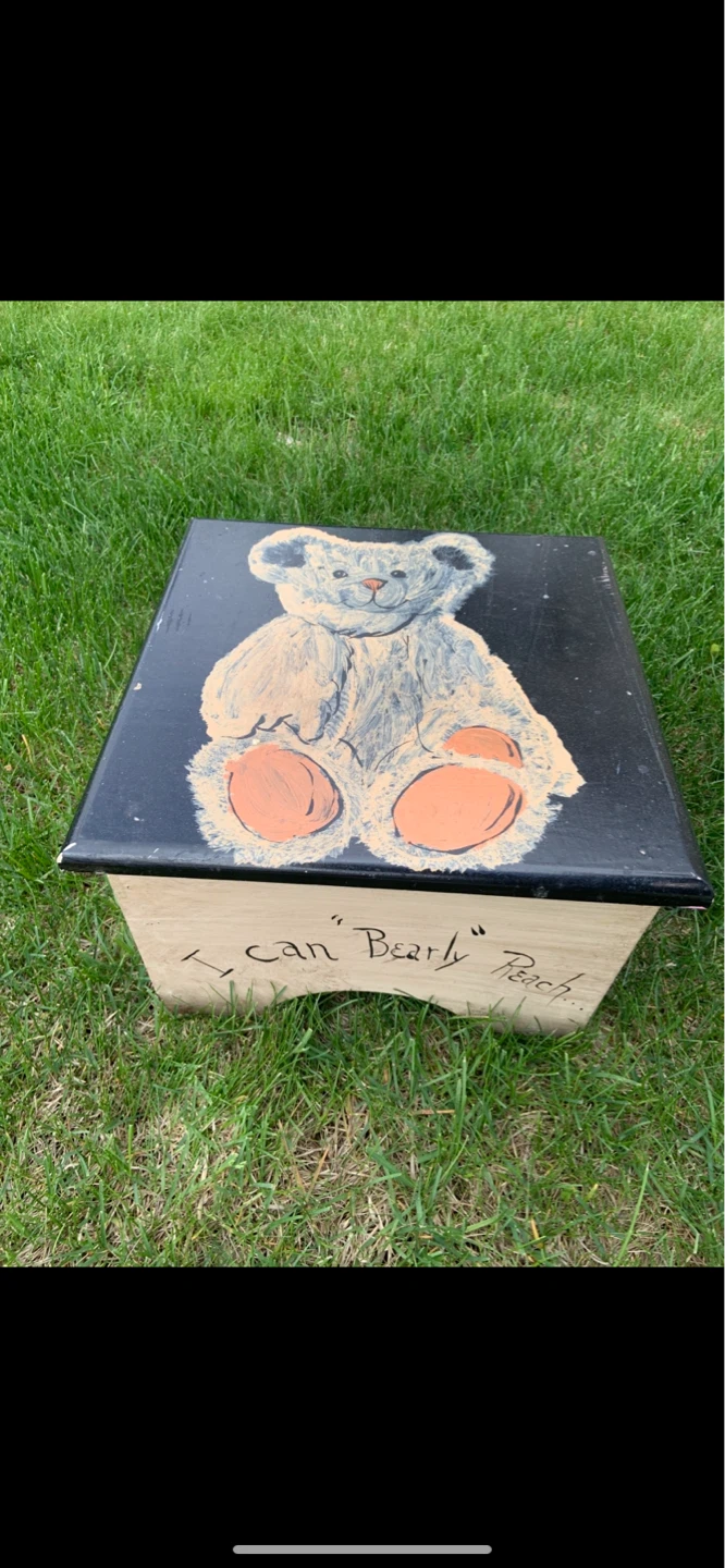 Hand-painted Teddy Bear Step Stool