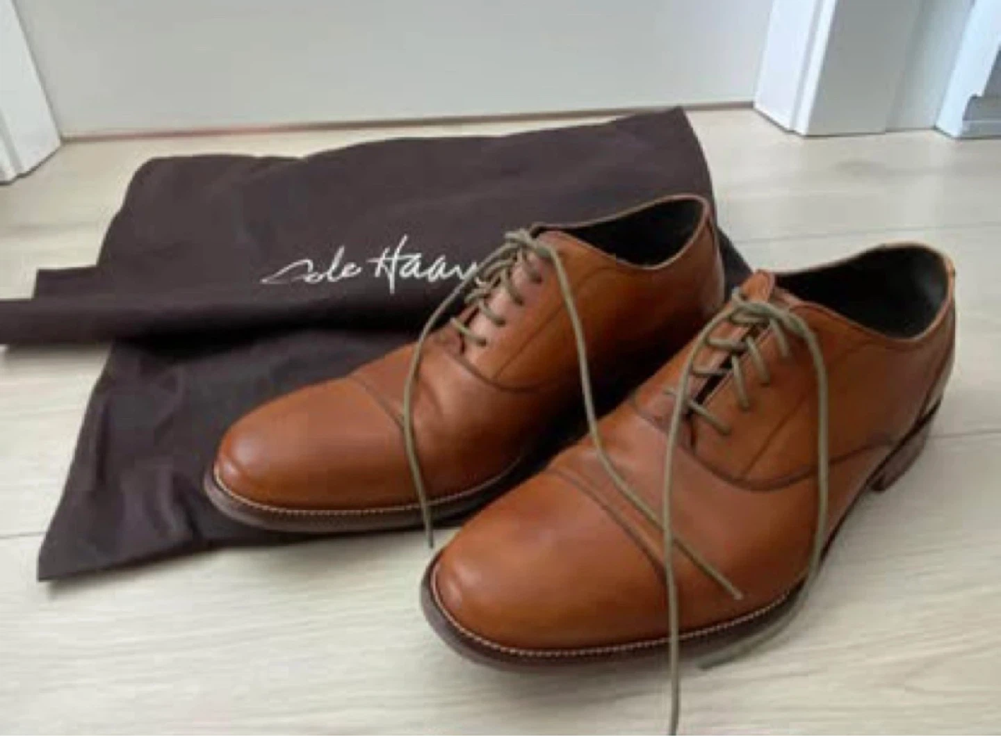 Cole Haan Men's Brown Leather Cap Toe Oxford Dress Shoes