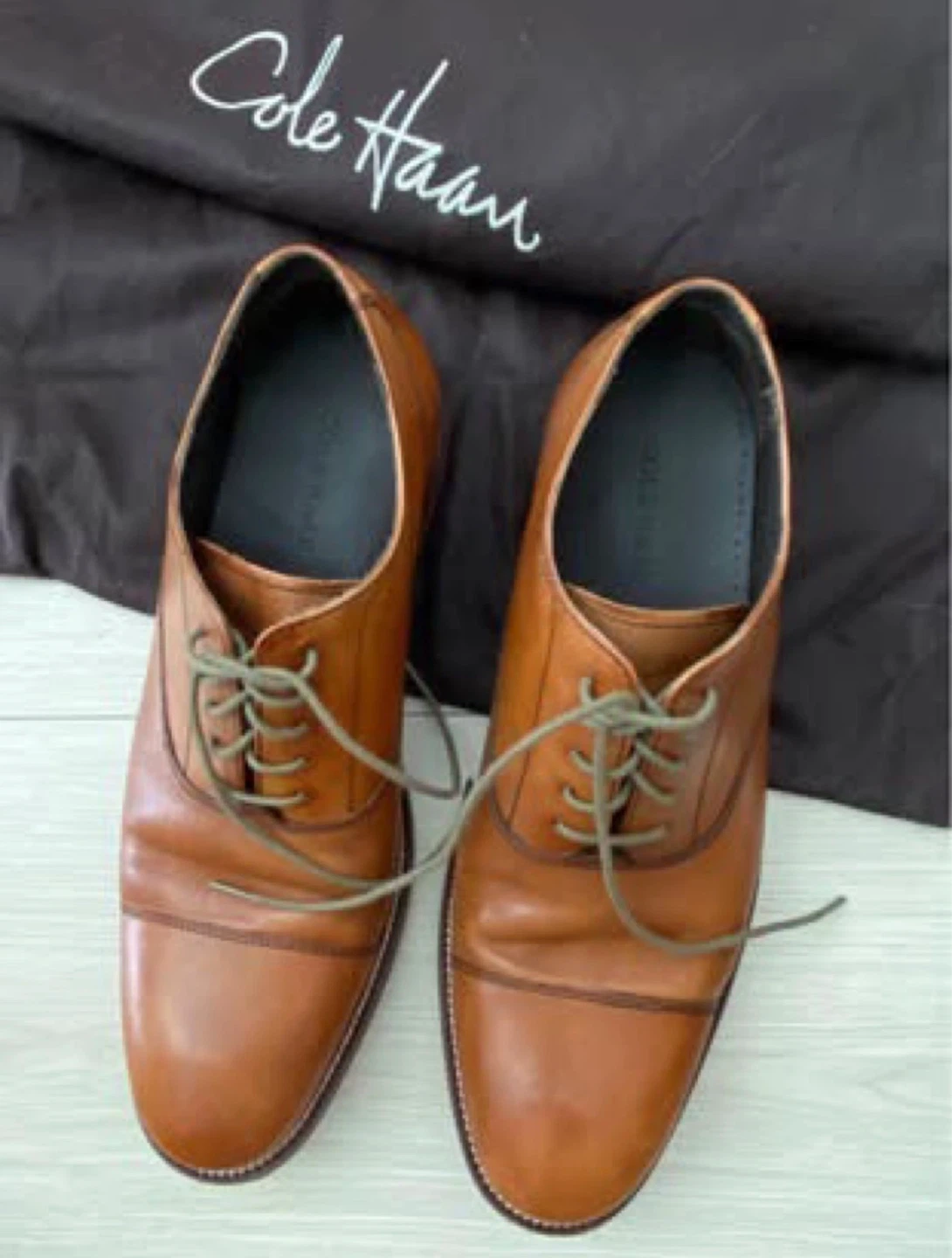 Cole Haan Men's Brown Leather Cap Toe Oxford Dress Shoes - photo 4