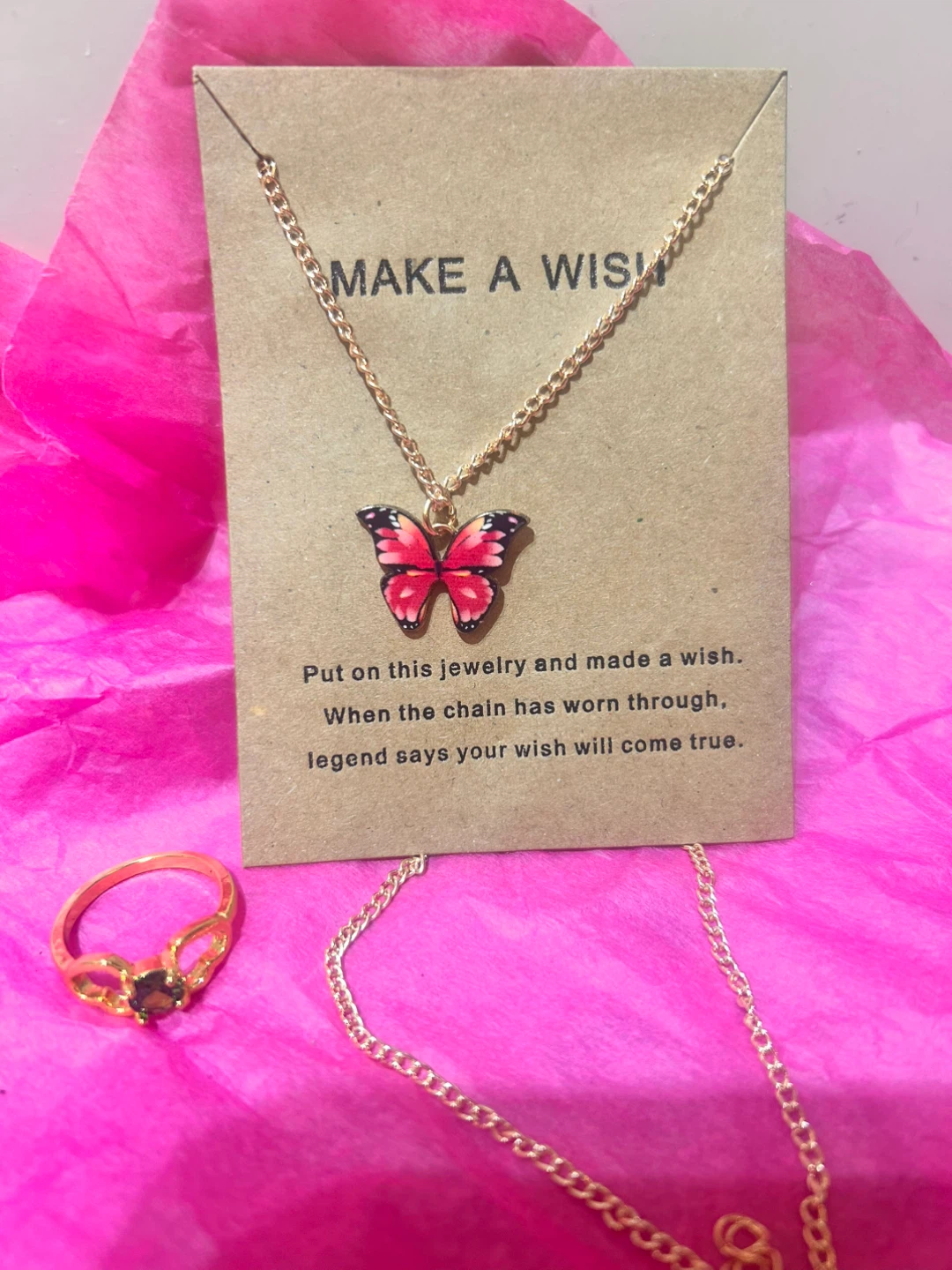Butterfly Necklace and Ring Set surprise gift - photo 2