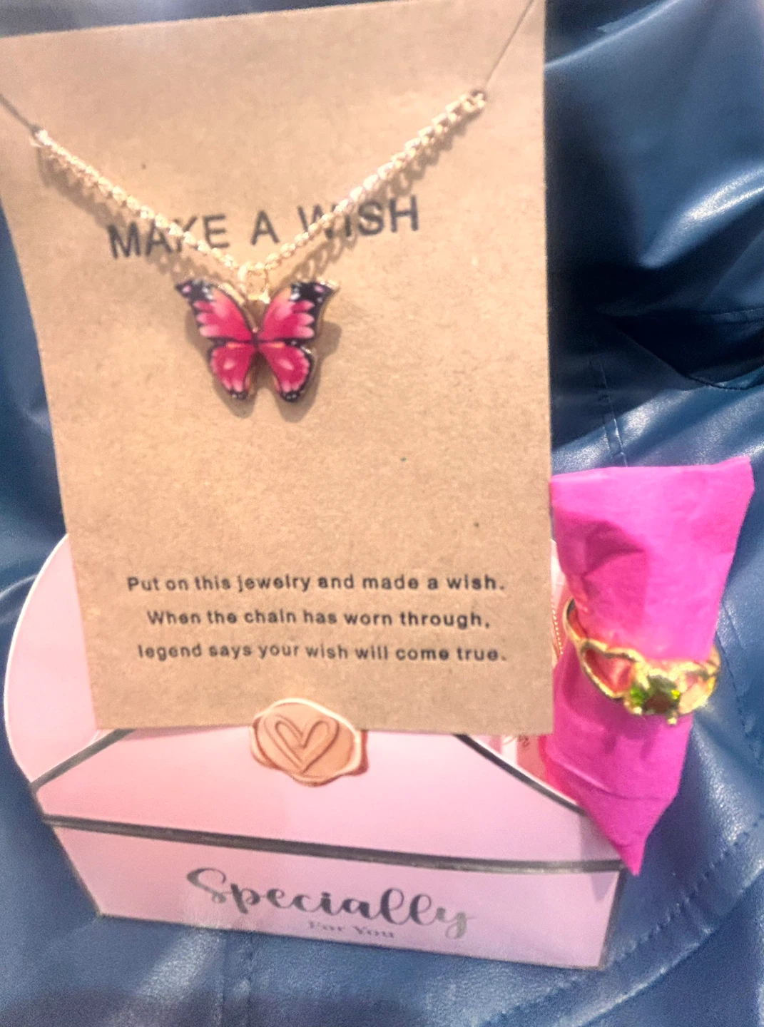 Butterfly Necklace and Ring Set surprise gift - photo 3