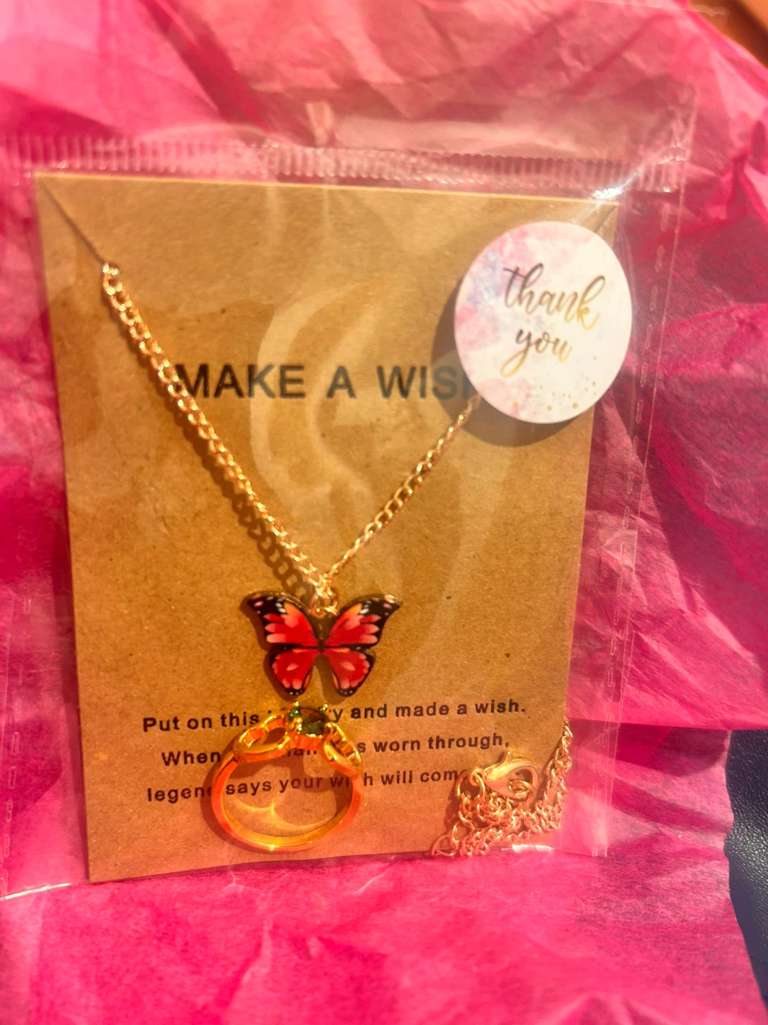 Butterfly Necklace and Ring Set surprise gift
