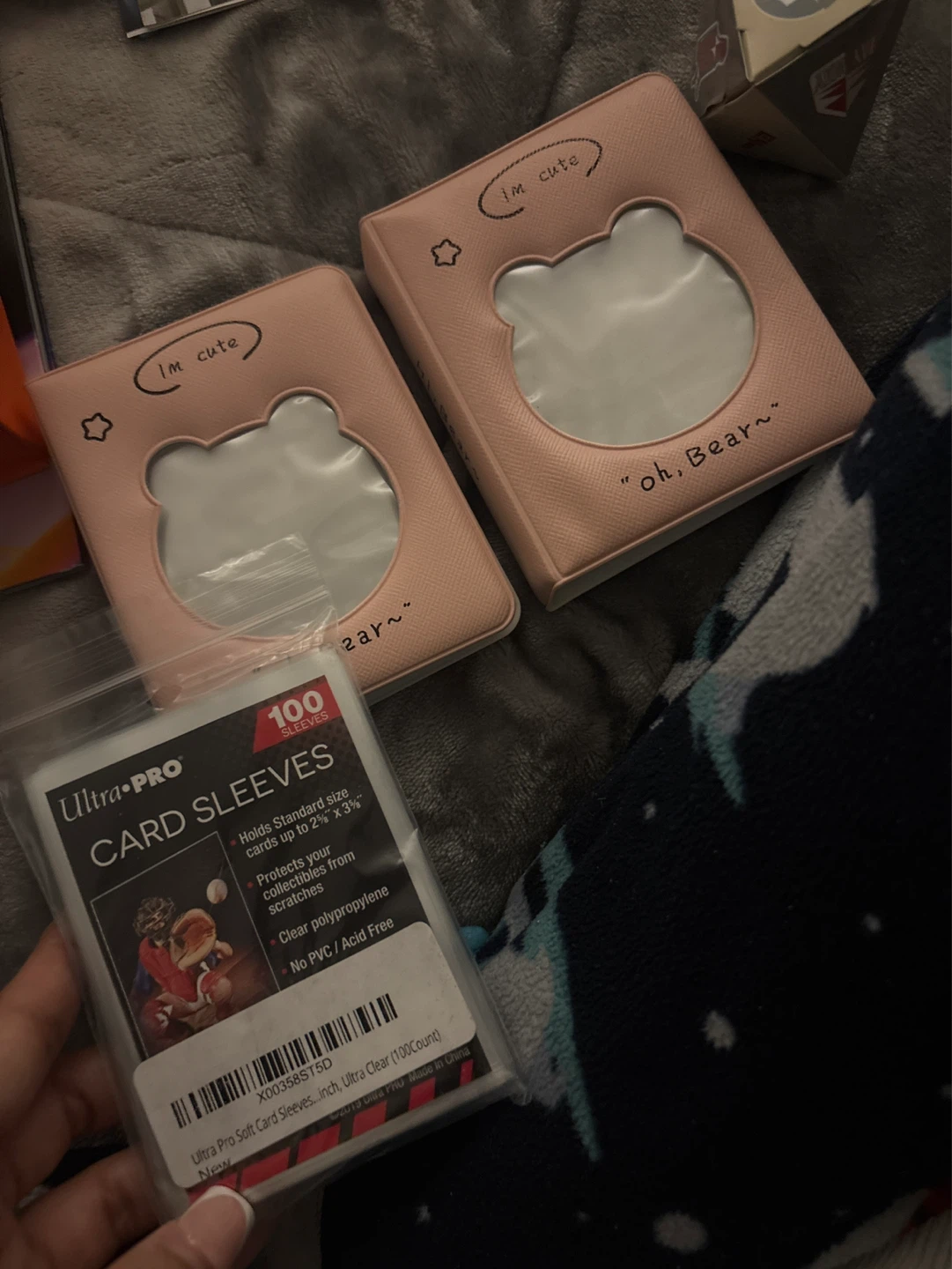 2 Pink Bear Photo Album & Ultra Pro Card Sleeves