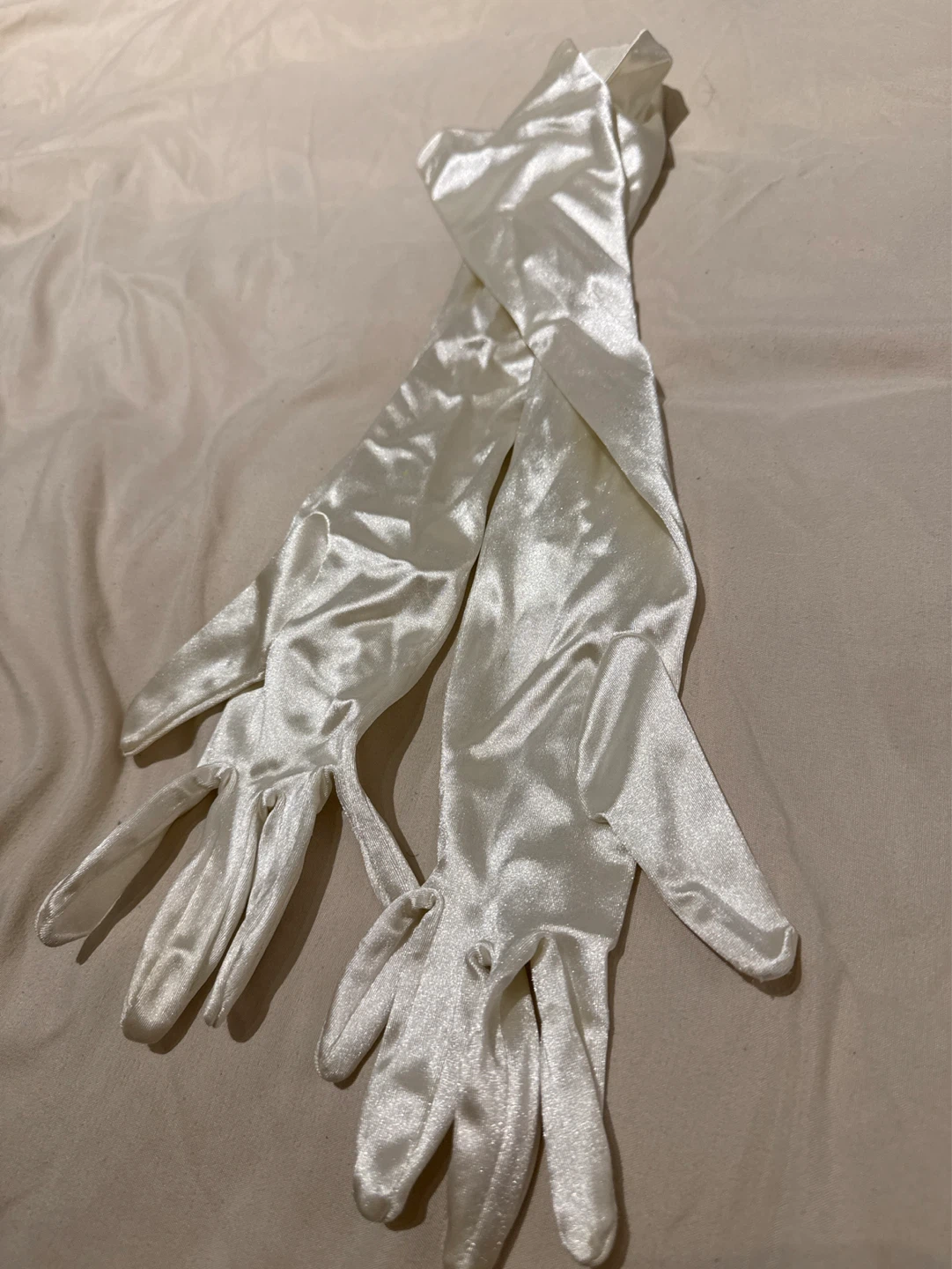 Le Chateau White Satin Opera Gloves