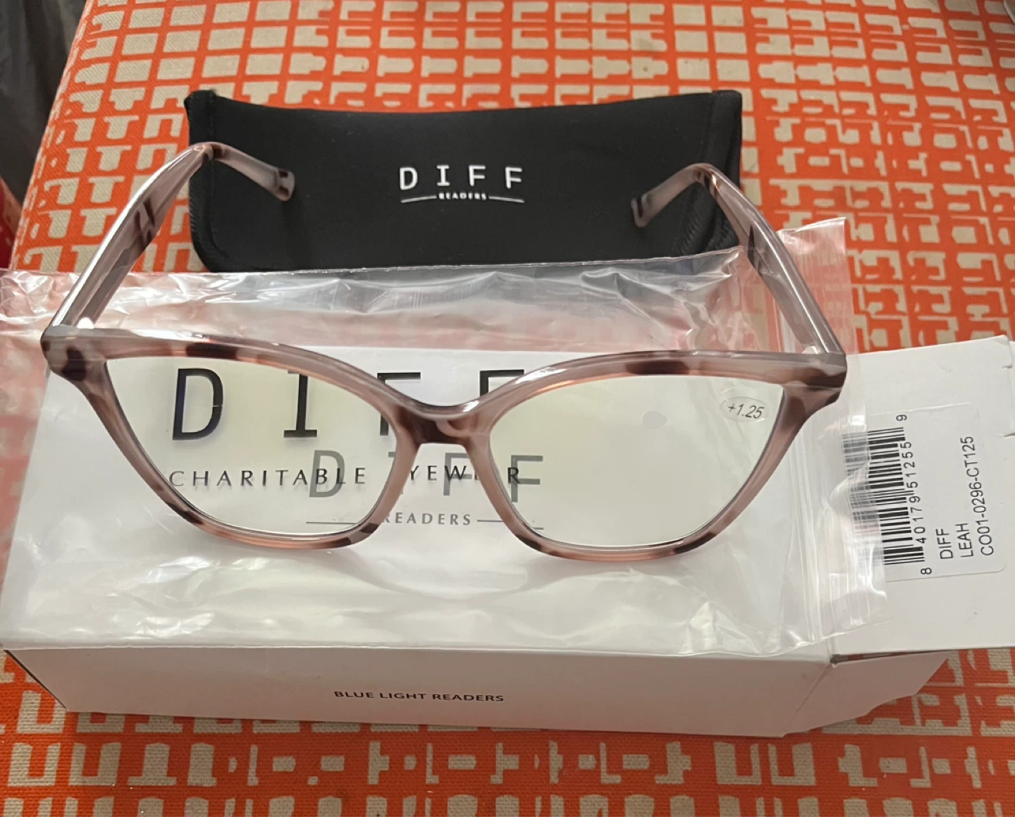 DIFF Readers Leah Blue Light Glasses +1.25 Tortoiseshell