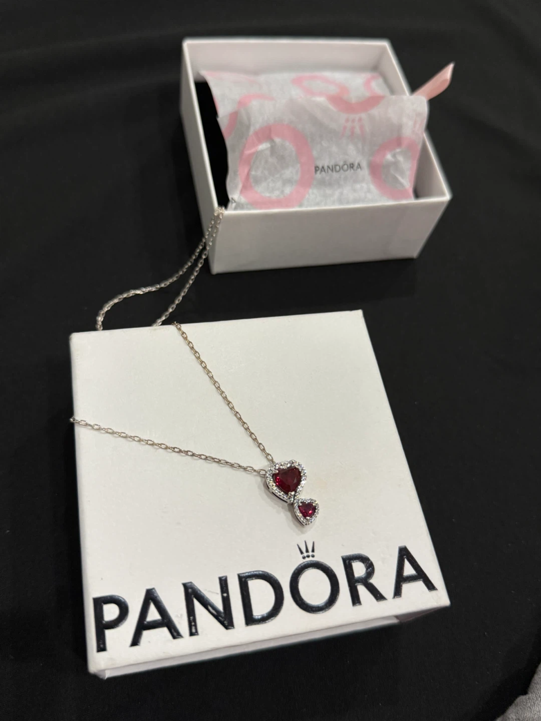 Pandora Sterling Silver Red Heart Pendant Necklace