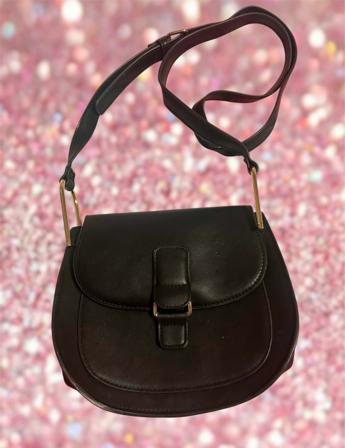 Black Vintage Saddle Crossbody Bag - Brand New