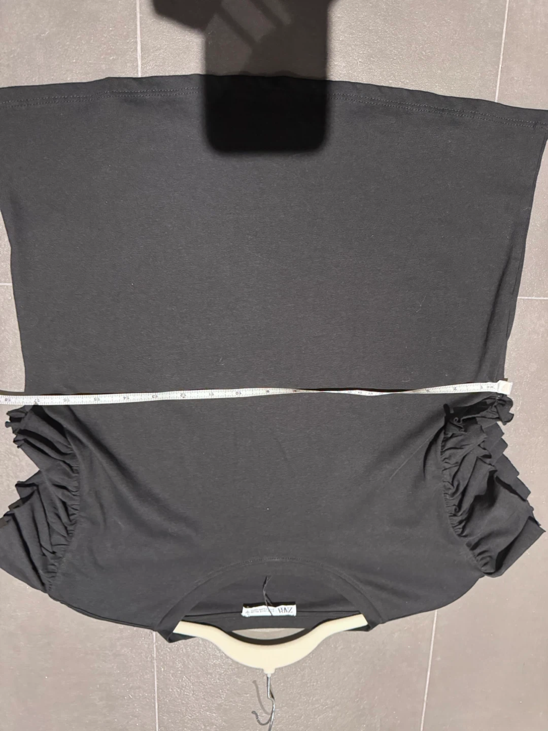ZARA Black Ruffled Sleeve T-Shirt - Size S - photo 4