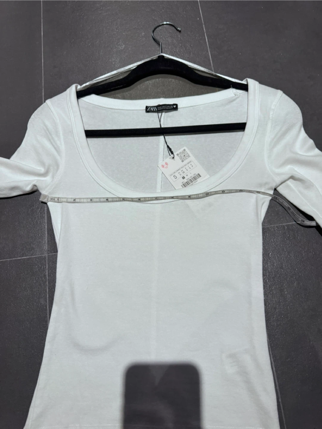Zara White Scoop Neck 3/4 Sleeve Top Size S - photo 4