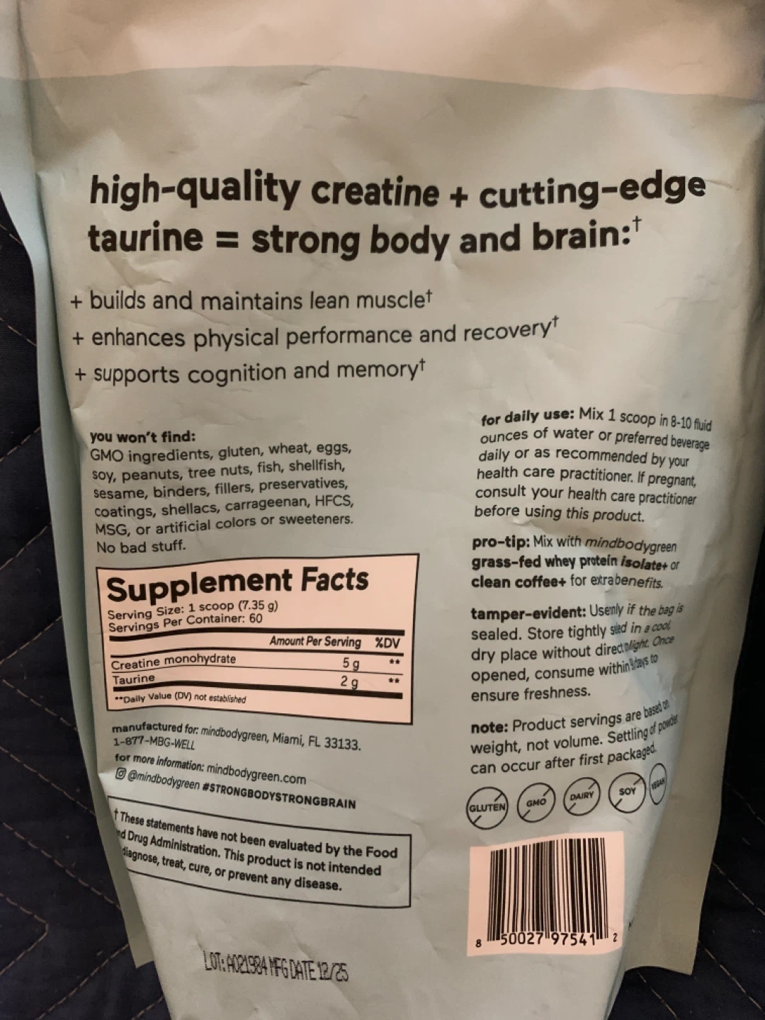 2 mindbodygreen Creatine+ with Taurine 60 Serv. (total 120) - photo 3