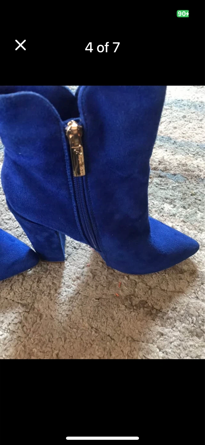 Women blue mid calf heel booties - photo 3