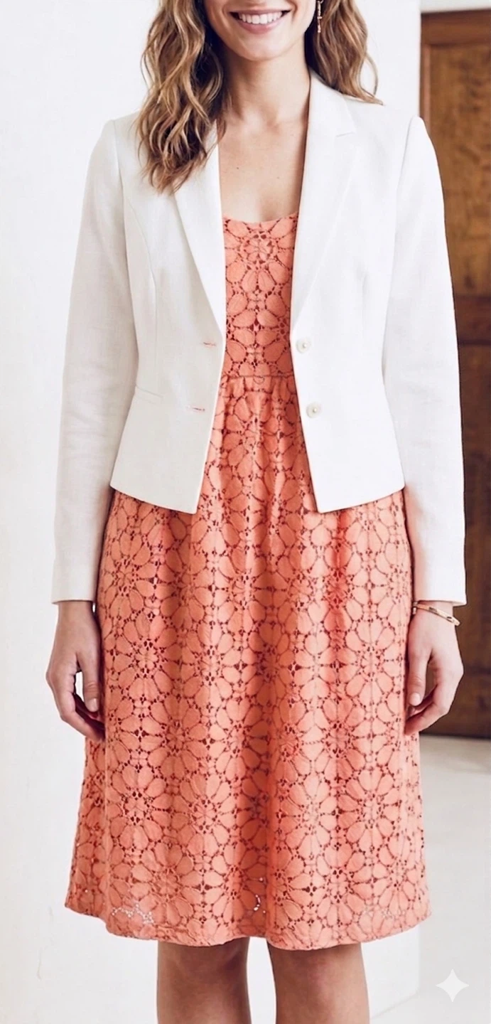 Zara Basic Lace Dress - Coral