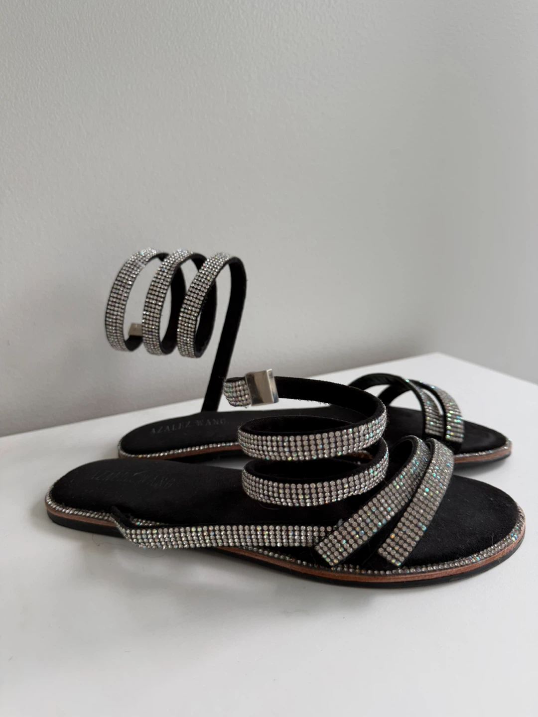 ALYX WANG Black Sparkly Spiral Flat Sandals - photo 4
