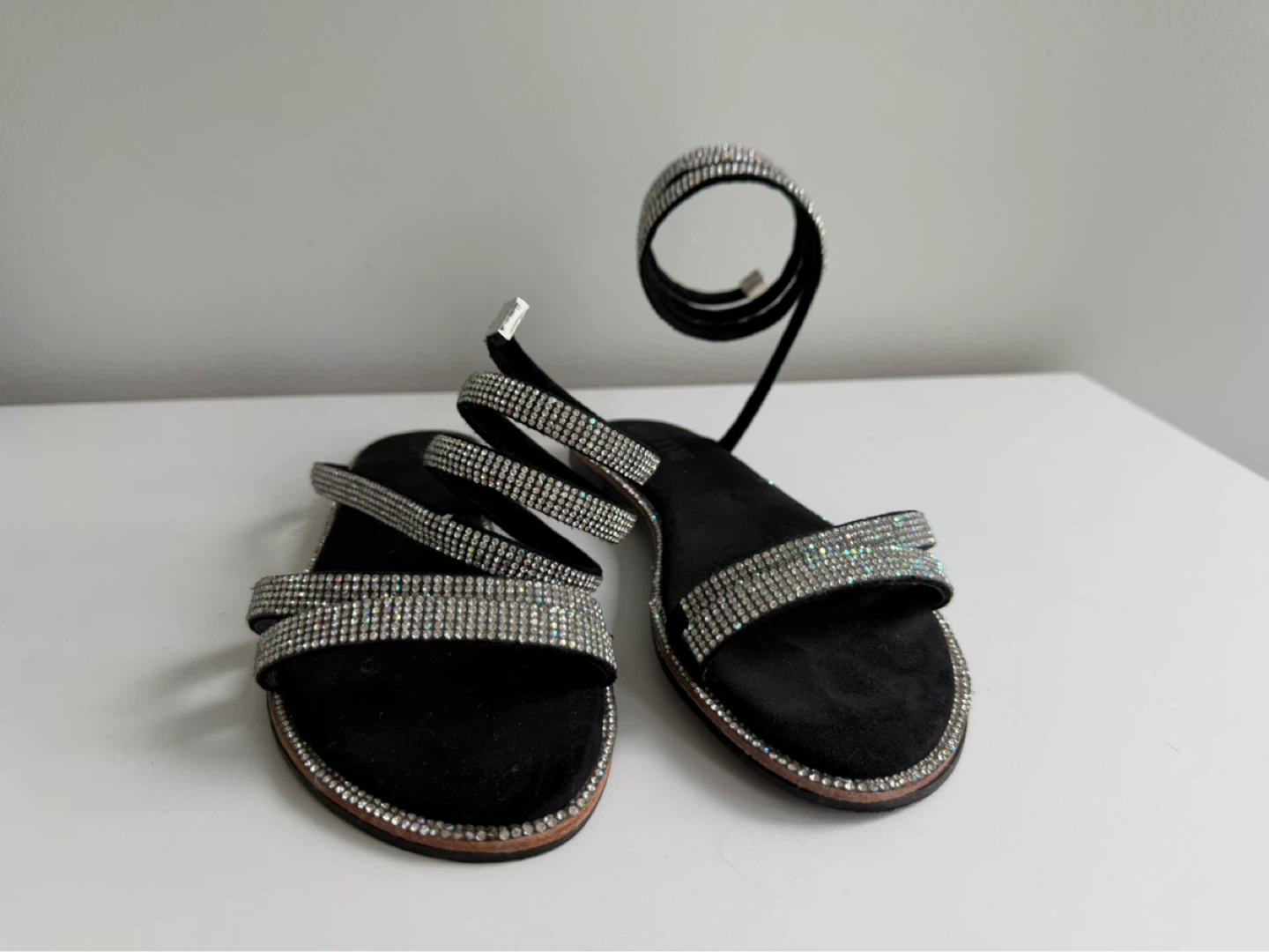 ALYX WANG Black Sparkly Spiral Flat Sandals - photo 2