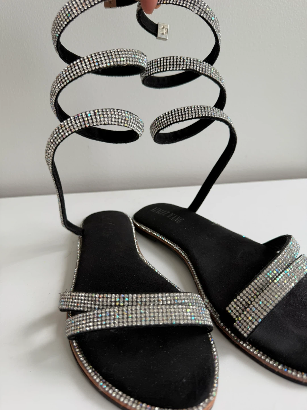 ALYX WANG Black Sparkly Spiral Flat Sandals - photo 3
