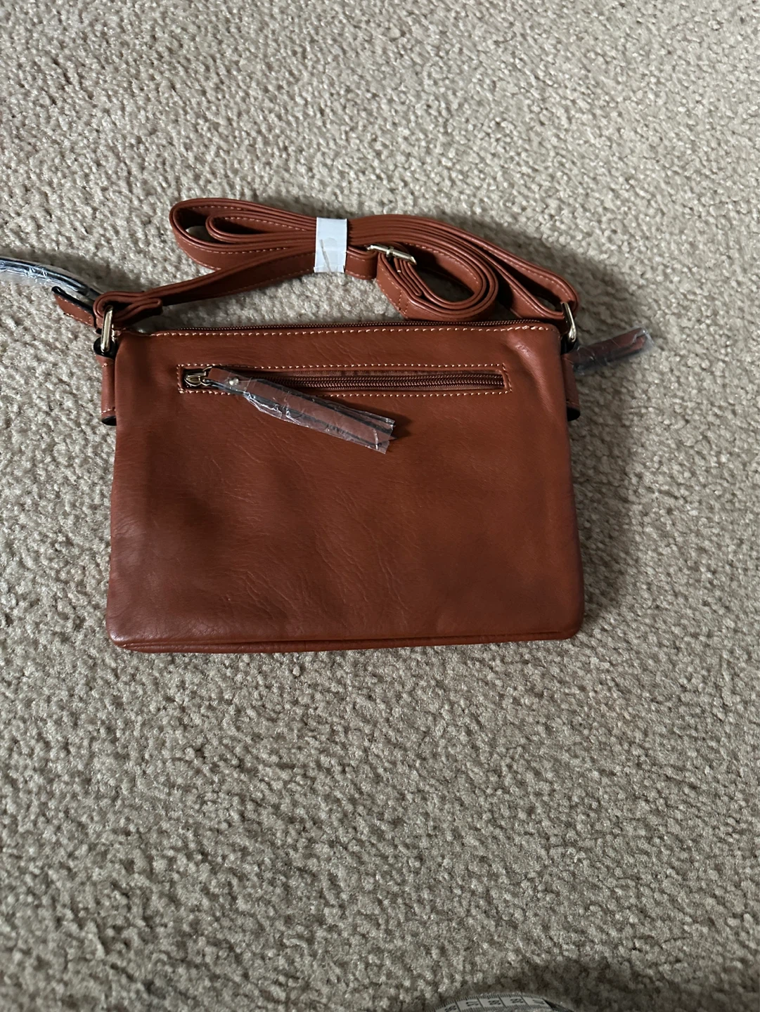 Brown Faux Leather Crossbody Purse with Gold Embellishment - photo 2